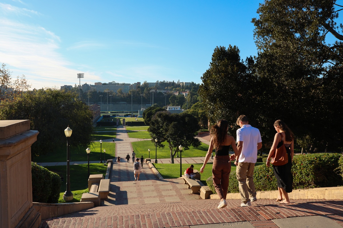 UCLA steps overlooking the field at golden hour