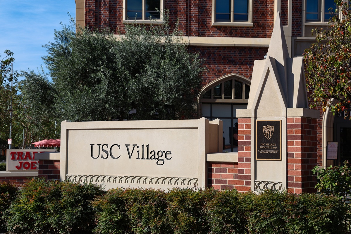 USC Village entrance sign