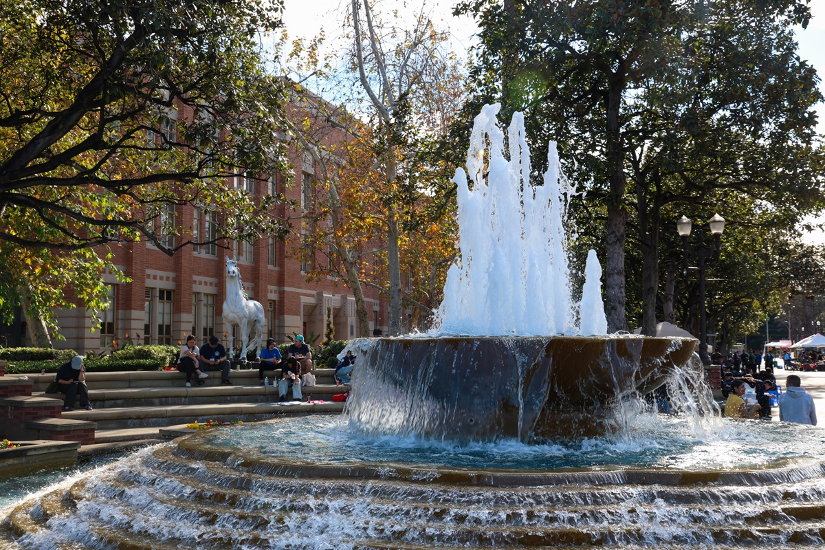 USC Trojan Shrine fountain on campus