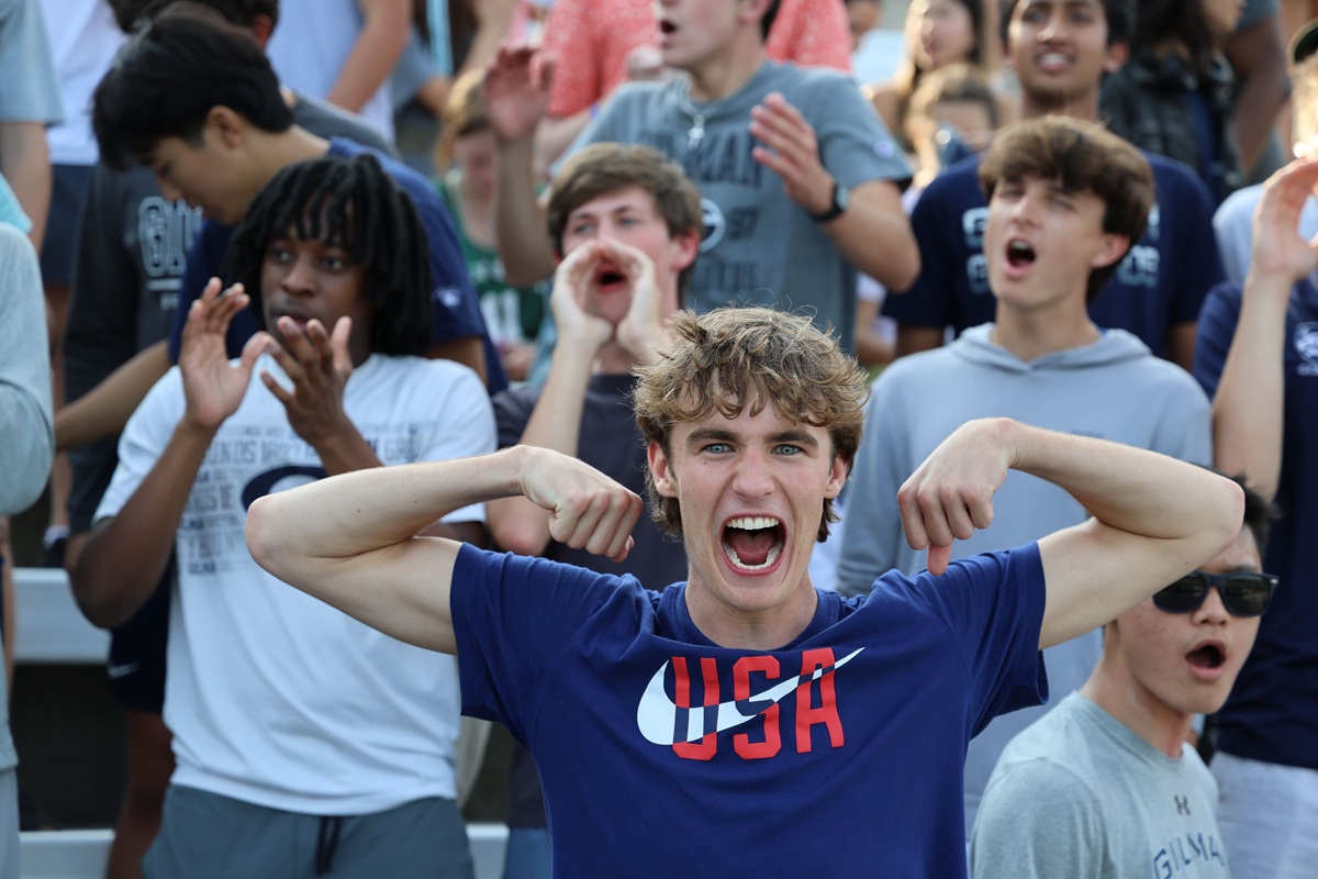 Gilman student fans cheering in the stands