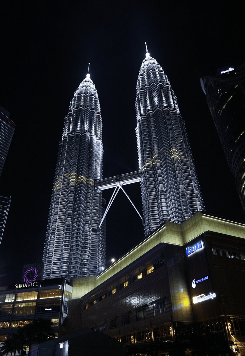 Petronas Twin Towers illuminated at night