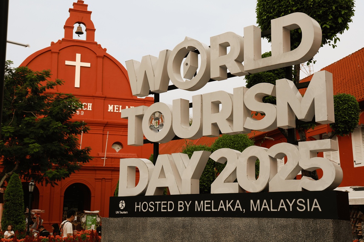World Tourism Day 2025 sign in front of Christ Church Melaka